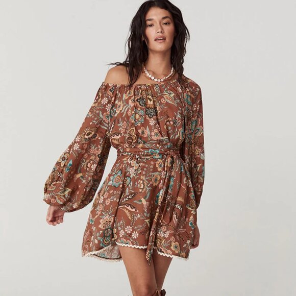 SPELL Mojave Lily Tunic Dress in Amber - Picture 1 of 10